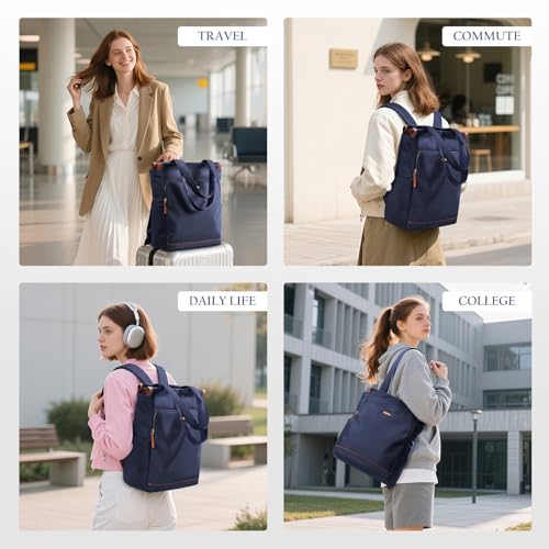 GOLF SUPAGS Convertible Laptop Backpack for Women Casual Daypack Notebook Tote Bag for Work College Travel Leisure (Navy Blue) - color: Navy Blue