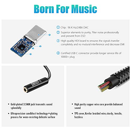 4-Port USB Hub and USB C to 3.5mm Digital Headphone Adapter