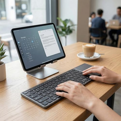 Foldable Keyboard, 2 in 1 3 Fold Wireless Bluetooth Keyboard with Touchpad and Numeric Keypad Portable Travel Rechargeable for Tablet, Laptop