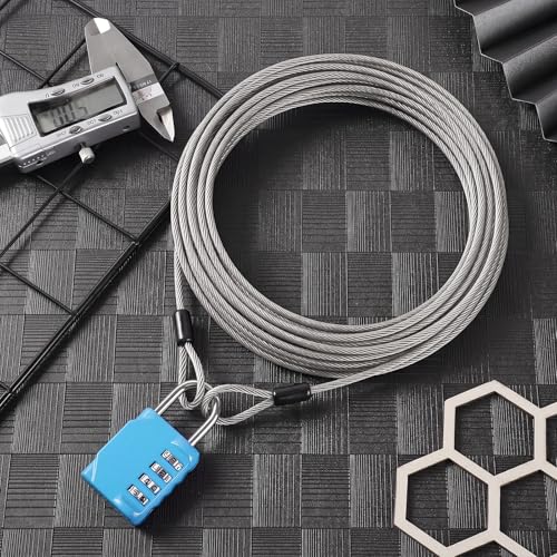 12 Pack Security Cable Luggage Lock with Loops 15 ft 3mm Braided Steel Coated Bike Cable Wire Double Loop Anti Theft Safety for U Lock, Padlock and Disc(Clear) - color: Clear, size: 15 Feet