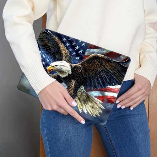 15.6 Inch Laptop Skin Sticker, Reusable Vinyl Cover Protector with 2 Wrist Pad Skins, Removable Waterproof Scratch-Resistant for 12-15.6 Inch Laptop Notebook,Eagle American Flag - color: Eagle American Flag