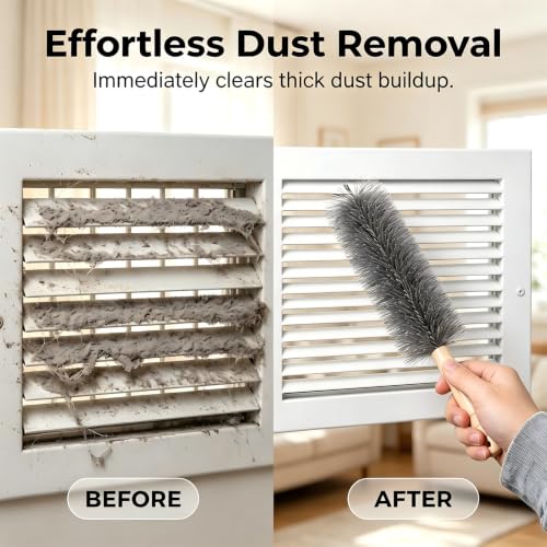 Fan Cleaning Brush Bendable Microfiber Head Wear | Resistant Comfortable Handle Washable Reusable Crevice Cleaning For Electric Fans Car Vents, Home Essential Rv accessories - color: Gray
