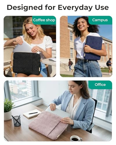 BAGSMART Laptop Sleeve Bag Compatible with MacBook Air/Pro, 13-13.3 inch Notebook, Compatible with MacBook Pro 14 Inch, MacBook Air M2 Sleeve 13 Inch, Repellent Protective Case with Pocket, Beige - color: Beige, size: 13-13.3 Inch