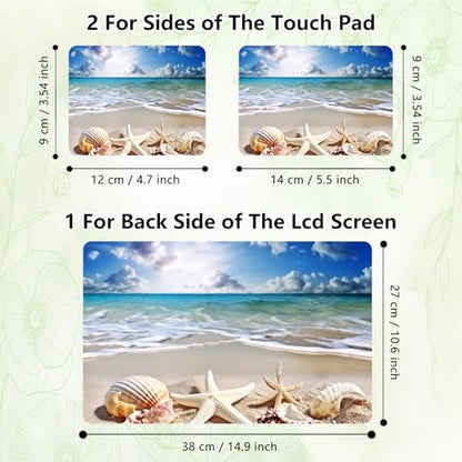 Laptop Skin Sticker Decal, Universal Reusable Vinyl Laptop Cover for 12" 13" 13.3" 14" 15" 15.4" 15.6" Notebook PC, Reusable Waterproof Scratch-Resistant with 2 Wrist Pads,Beach Starfish - color: Beach Starfish