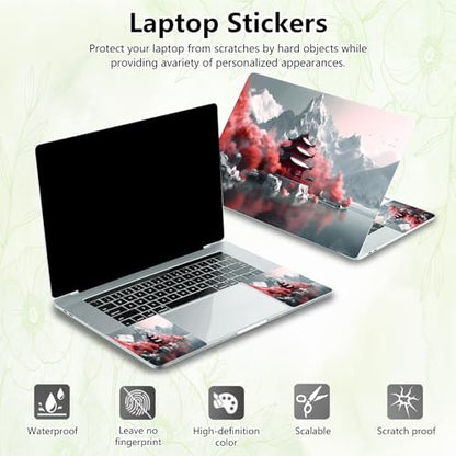 Laptop Skin Sticker Decal, Universal Reusable Vinyl Laptop Cover for 12" 13" 13.3" 14" 15" 15.4" 15.6" Notebook PC, Reusable Waterproof Scratch-Resistant with 2 Wrist Pads,Oriental Cherry - color: Oriental Cherry