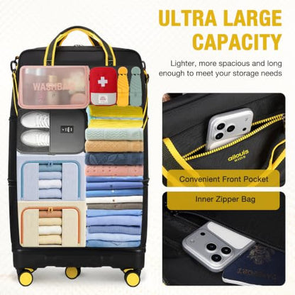 Rolling Duffle Bag with Detachable Wheels, Large Capacity Expandable Foldable Suitcase for Travel,Collapsible Luggage Carry on Duffel Overnight Weekend Bags - color: Yellow