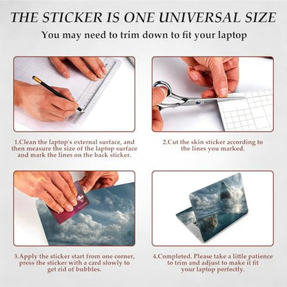 DEGDFSGR 12.1-15.6 Inch Universal Reusable Laptop Skin Sticker Decal, Waterproof Removable Protector for Notebook Cover, Scratch-Resistant Vinyl Cuttable Full Wrap Sticker, Cute Cat White Shark - color: Cute Cat White Shark