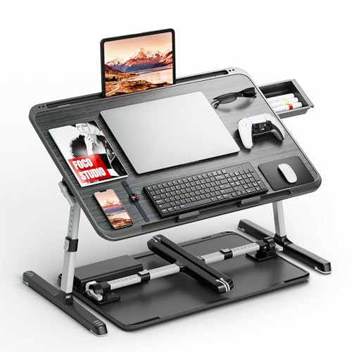 2 Pack Lap Desk Bundle, Cushioned Lap Pad & Adjustable Foldable Laptop Bed Tray, Fits Up to 17 Inch Laptops for Bed Couch Dorm
