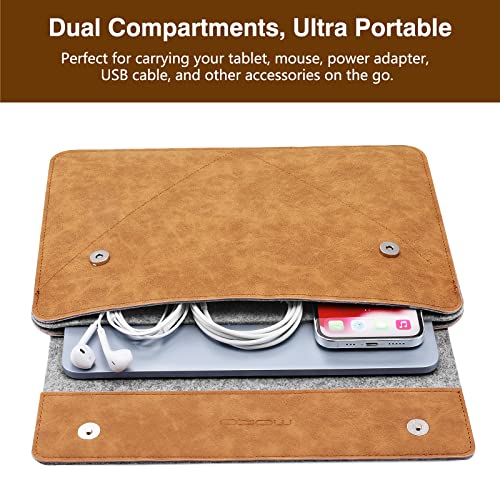 MoKo 9-11 Inch Tablet Sleeve Bag with Slim Design | Fits iPad Air 11-inch M2, iPad Pro 11-inch M4, iPad Air 5/4 10.9, iPad 9/8th 10.2 and iPad 10th 10.9, Gray & Brown - size: 9-11 Inch