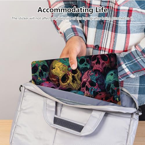 Universal Laptop Skin Sticker with 2 Wrist Pad Skins, Waterproof Scratch Resistant Vinyl Laptop Cover Decal, Cut to Fit for 11–15.6 Inch MacBook HP Dell Lenovo, Colorful Skulls - color: Colorful Skulls