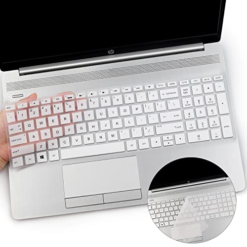 2PCS Keyboard Cover for HP Laptop 15.6 15-dy 15-dw 15-da/db 15-bs/bw 15-ef 15t 15z 15t-dy200 15-dy2021nr dy2024nr 15-dw3013/3033dx 15-eb0043dx eb1043dx /HP 17t 17-bs 17-ca 17-by - color: White+Clear