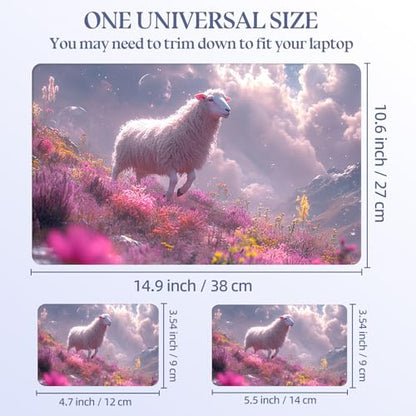 Universal Laptop Skin Sticker Decal,15.6 Inch Laptop Vinyl Cover for 13" 14" 15.6" Laptop,Scratch-Resistant Waterproof Protector Wrap,Reusable with Wrist Pads,Pink Field Sheep - color: Pink Field Sheep