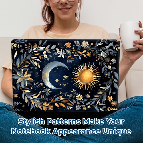 Reusable Universal Laptop Skin Sticker, Cut to Fit for 11.6–15.6 Inch Laptops, Waterproof Protective Film, No-Residue - Celestial Sun Moon Wreath - color: Celestial Sun Moon Wreath