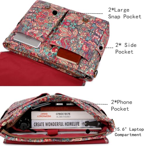 Baosha 15.6 Inch Laptop Bag Floral for Women Briefcase Shoulder Bag Messenger Bag YL-01