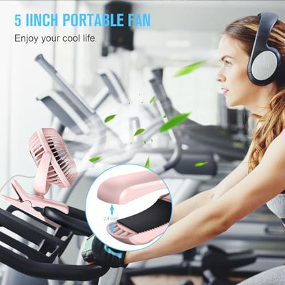 BESKAR Small Clip on Fan, 3 Speeds USB Fans with Strong Airflow, Clip & Desk Fans USB Plug in with Sturdy Clamp - Ultra Quiet operation Fan for Office Dorm Bedroom Stroller - color: Full Pink