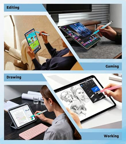 Kenkor Stylus(3pcs),2-in-1 Stylus Pen for Touch Screen, Stylus Pen for iPad | No Charging,Compatible with Apple(iPhone/iPad)/Nintendo Switch/Samsung/Google/Microsoft/Android Tablets Touch Screens Devices - color: Pink+Blue+Green
