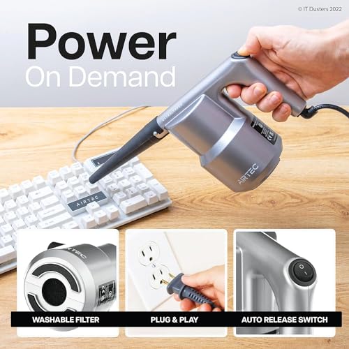 AirTec Ultra Electric Air Duster Blower for PC, Laptop, Console, Electronics and Home Cleaning, Environmental Alternative to Spray air can Duster Keyboard Cleaner (Type 3)