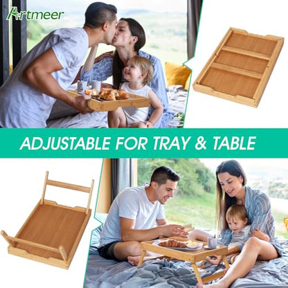 Artmeer FSC 100% Bamboo Bed Tray with Folding Legs, Medium, Natural | FSC 100% bamboo bed tray with folding legs, handles and raised edges for meals, laptops, reading and serving in bed. - color: Bamboo, size: Medium