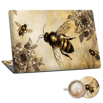 Laptop Skin Sticker Decal 15.6 Inch,12 13 13.3 14 15 15.6 in Laptop Netbook Skins for Notebook,Art Decal Removable Waterproof Scratch Resistant,Universal Vinyl Cover,Cute Bee Golden - color: Cute Bee Golden