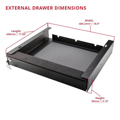 Penn Elcom Under Desk Laptop Drawer, Lockable, for 17” Laptops - Premium Sliding Security Drawers - Model EX-6201B - color: Black - 18.9" X 17.56" X 3.15" (17" Laptop)