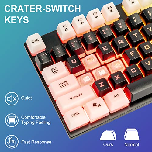 CHONCHOW Light Up Keyboard and Mouse Combo, Full Size RGB Gaming LED Keyboard and Rainbow Wired Gaming Mouse for PS4 PS5 Xbox One Computer Desktop PC Gamer Office - color: Main Black