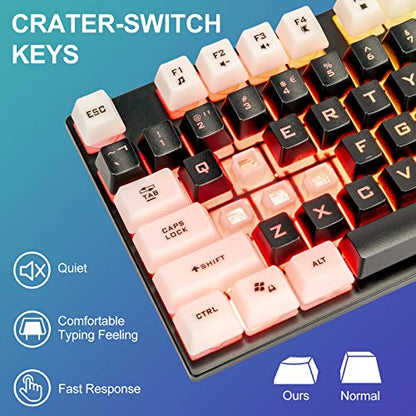 CHONCHOW Light Up Keyboard and Mouse Combo, Full Size RGB Gaming LED Keyboard and Rainbow Wired Gaming Mouse for PS4 PS5 Xbox One Computer Desktop PC Gamer Office - color: Main Black