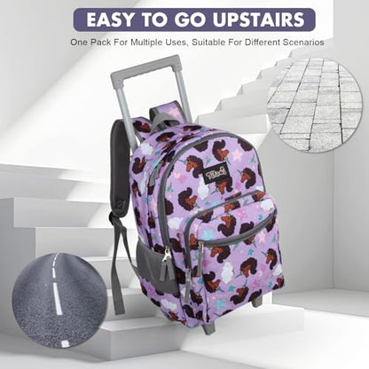Tilami Rolling Backpack 18 inch Double Handle Wheeled Boys Girls Travel School Children Luggage Toddler Trip - color: Brown Unicorn
