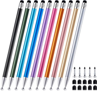 LINFANC 10Pcs 2-in-1 Stylus Pen for Touchscreen Stylus Pen for iPad Pencil | High Precision & Sensitivity, Aluminum Body, Suitable for iPad/iPhone/Switch/Android Tablets/Smartphones & All Touch Screens