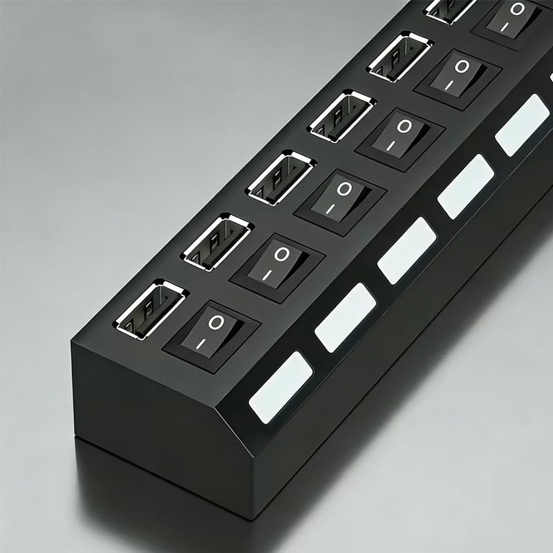 1pc High-Speed USB 2.0 Hub with Independent Switch, USB Hub, Laptop Power Adapter, Compatible with Laptop