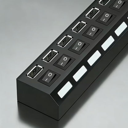 1pc High-Speed USB 2.0 Hub with Independent Switch, USB Hub, Laptop Power Adapter, Compatible with Laptop
