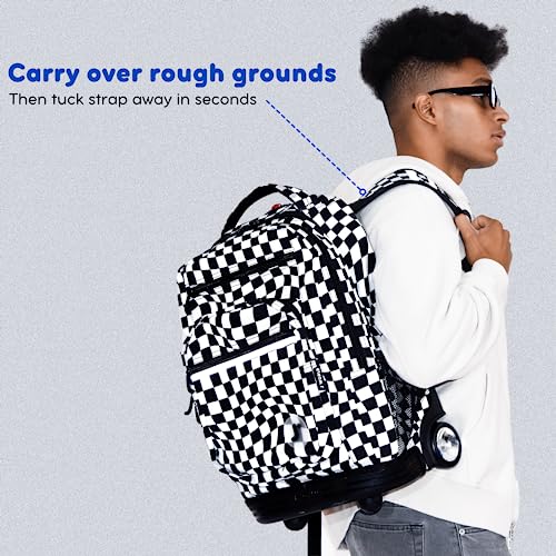 J World Sundance Laptop Rolling Backpack for Girls Boys. Roller Bookbag with Wheels, 20 Inch, Black - color: Black