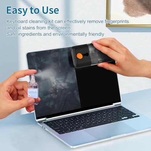 Keyboard Cleaner Laptop Cleaning Kit - Computer Tech Cleaning Brush, Electronic Screen Cleaner Spray and Wipe with Multi-Function Cleaning Tool for MacBook, Tablet, iPhone, Earbuds, Camera, Gaming - color: Black