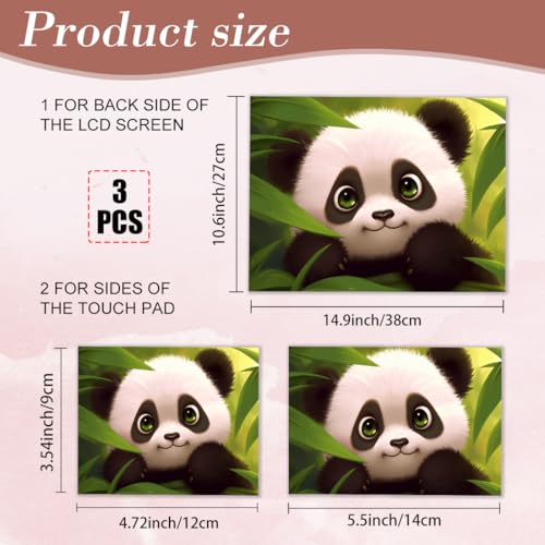 PLIGREAT Cute Panda Laptop Decal Sticker Skin Cover, Cartoon Laptop Stickers Skins Decal Fits 12" 13" 13.3" 14" 15" Laptops Universal Removable Vinyl Notebook Art Protector Netbook PC Cover Decals