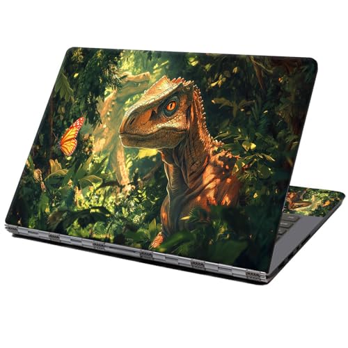 Laptop Skin Sticker Decal 12" 13" 13.3" 14" 15" 15.6",Waterproof Scratch Resistant Vinyl,Reusable Easy to Apply,for MacBook HP Dell Notebooks Netbooks Laptop,2 Wrist Pads,Cute Dinosaur Forest - color: Cute Dinosaur Forest