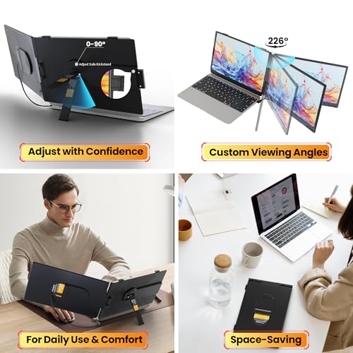 Laptop Screen Extender 0.27" Ultra-Thin, 14" FHD 1080P IPS Lightweight Dual Portable Monitor, USB-C/HDMI Plug & Play for 13-17" Laptops, Travel screen compatible with Windows/Mac/Chrome/Switch/Android - size: 14 inch Screen