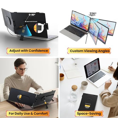 Laptop Screen Extender 0.27" Ultra-Thin, 14" FHD 1080P IPS Lightweight Dual Portable Monitor, USB-C/HDMI Plug & Play for 13-17" Laptops, Travel screen compatible with Windows/Mac/Chrome/Switch/Android - size: 14 inch Screen