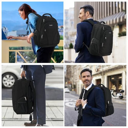 MILADA Travel Backpack For Men Laptop Backpack Women Business Carry On Backpack Airline Approved Fits 16.5 Inch Laptop Bag Work Backpack, Black