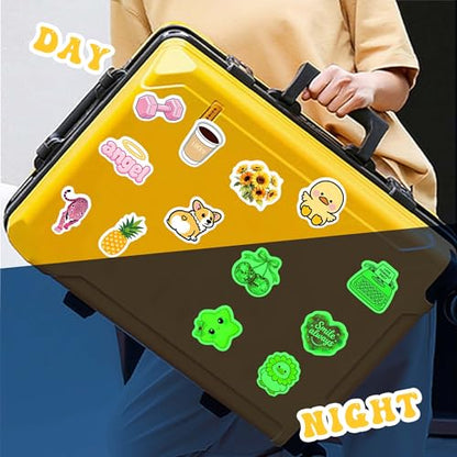 60 Pcs Glow in The Dark Funny Kids Stickers for Water Bottle | Luminous Preppy Aesthetic Waterproof Vinyl Laptop Decals, Luggage Scrapbook Skateboard Phone Case DIY Decoer - color: Luminescent-493kscp