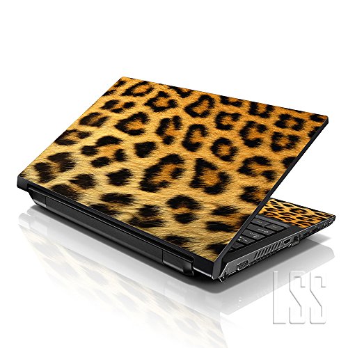 LSS 15 15.6 inches Laptop Sleeve Bag with Matching Laptop Skin Sticker Combo | Carrying Case w/Handle & Adjustable Shoulder Strap for 14" 15" 15.6" - Leopard Print - color: Leopard Print, size: 15 inch