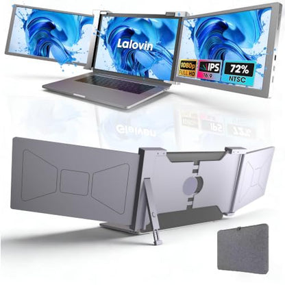 Laptop Screen Extender, 15" Triple Monitor for 15-17.3" Laptops | Portable 1080P IPS FHD display, plug & play via HDMI/USB-A, compatible with Mac/Windows/Chrome/Android,gray - color: Grey