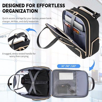 Underseat Carry On Luggage with Wheels, 17inch Lightweight Overnight Soft Sided Personal Luggage Bag Carry-On Suitcase for Short Trip Travel Business, Black - color: Black