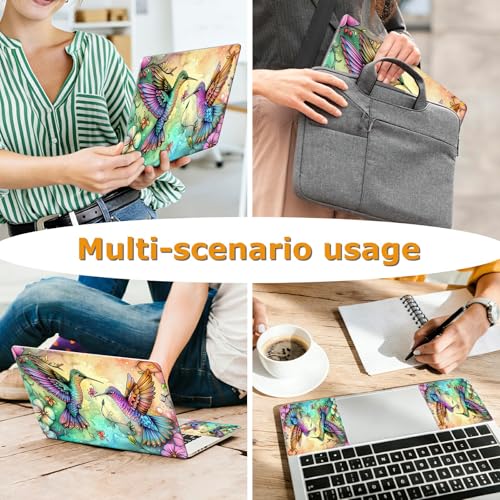 Universal Laptop Skin Sticker with 2 Wrist Pad Decals, 3-Piece Removable Vinyl Laptop Cover, Hummingbirds Flowers Waterproof Anti-Scratch, Easy-Trim Fit for 13.3" 14" 15.6" Laptops - color: Hummingbirds Flowers