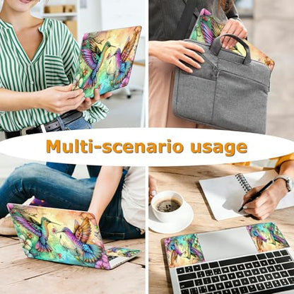 Universal Laptop Skin Sticker with 2 Wrist Pad Decals, 3-Piece Removable Vinyl Laptop Cover, Hummingbirds Flowers Waterproof Anti-Scratch, Easy-Trim Fit for 13.3" 14" 15.6" Laptops - color: Hummingbirds Flowers