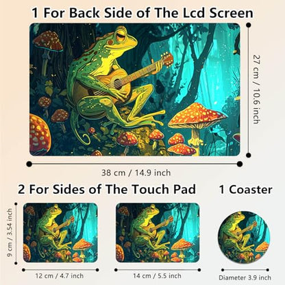 Laptop Skin Sticker Decal 15.6 Inch,12 13 13.3 14 15 15.6 in Laptop Netbook Skins for Notebook,Art Decal Removable Waterproof Scratch Resistant,Universal Vinyl Cover,Frog Guitar Mushroom - color: Frog Guitar Mushroom
