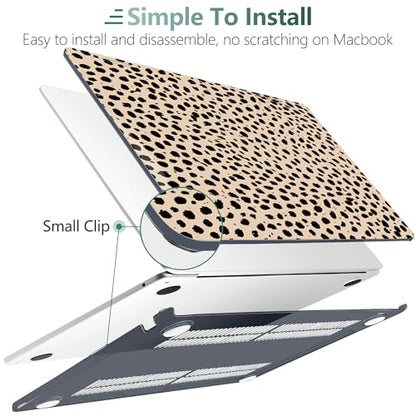 DONGKE for MacBook Air 13 Inch Case M5 2026 M4 2025 M3 M2 2024-2022 A3449 A3240 A3113 A2681, Plastic Hard Shell & Keyboard Cover & Screen Film for MacBook Air 13.6 Inch Case - Cheetah Spots - color: Cheetah Spots