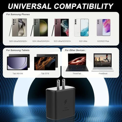 Samsung Super Fast Charger, 45W USB-C Super Fast Charging Wall Charger - PD GaN Power PPS Charger for Samsung Galaxy S26 S25 S24 S23 S22 Ultra Plus S20 Note10 Tab S8 Ultra.