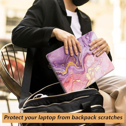Laptop Skin Sticker for 12.1”-15.6“ Laptops (Fits 13”, 13.3”, 14”, 15”, 15.4”) | Protective Universal Reusable Vinyl Art Decal Cover | Waterproof & Scratch-Resistant-Pink Purple Marble - color: pink purple Marble