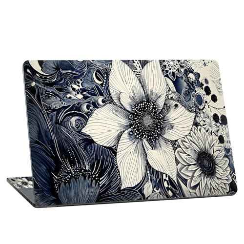 Universal Laptop Skin Sticker with 2 Wrist Pad Skins, Waterproof Scratch Resistant Vinyl Laptop Cover Decal, Cut to Fit for 11–15.6 Inch MacBook HP Dell Lenovo, Black White Sunflowers - color: Black White Sunflowers