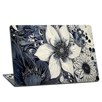 Universal Laptop Skin Sticker with 2 Wrist Pad Skins, Waterproof Scratch Resistant Vinyl Laptop Cover Decal, Cut to Fit for 11–15.6 Inch MacBook HP Dell Lenovo, Black White Sunflowers - color: Black White Sunflowers
