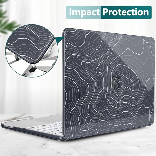 for MacBook Neo 13 Inch Case 2026 (Model A3404, A18 Pro chip), Stylish Pattern Protective Hard Shell with Screen Protector, Keyboard Cover & USB-C Adapter - Black Maps - color: Black Maps
